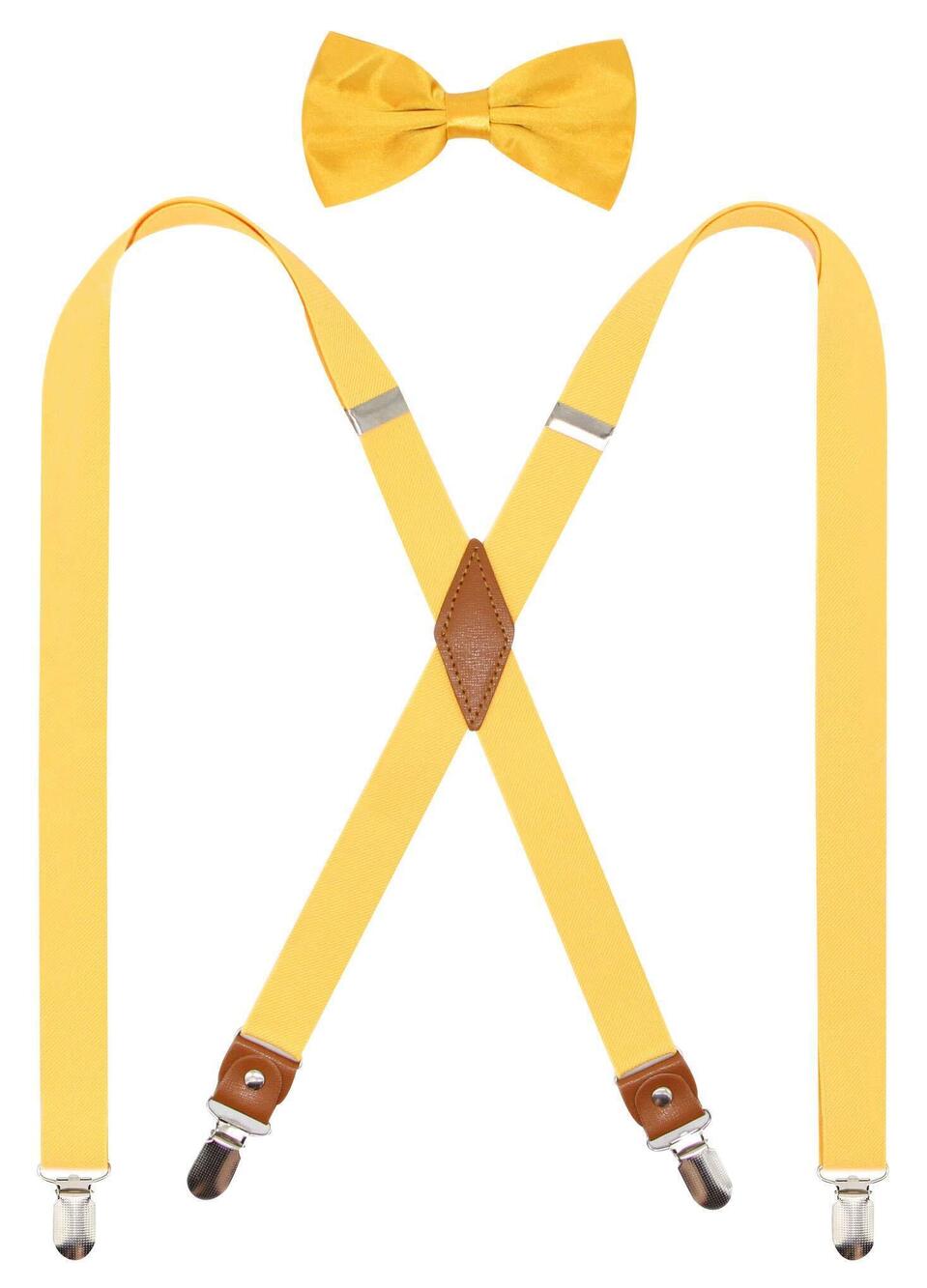8837 Suspender and Bowtie Set X Back Heavy Duty Adjustable Elastic Clips